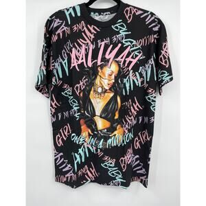 Aaliyah One In A Million Black Graphic T-Shirt Short Sleeve Unisex Medium NEW